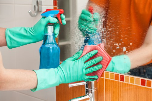 Professional carpet cleaners working in a St Pancras home