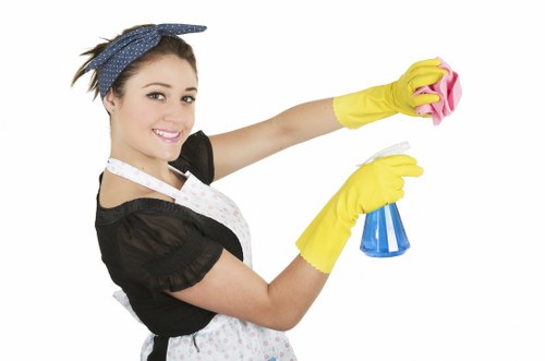 Technician reviewing service details before cleaning begins
