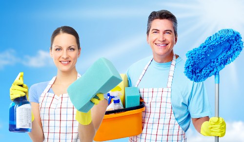 Sustainable carpet cleaning team promoting recycling and lower emissions